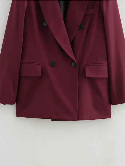Women's Blazer Outerwears Office Wear Women Suit Jacket Autumn Long Sleeve Burgundy Blazers Formal Woman Minimalist Blazer