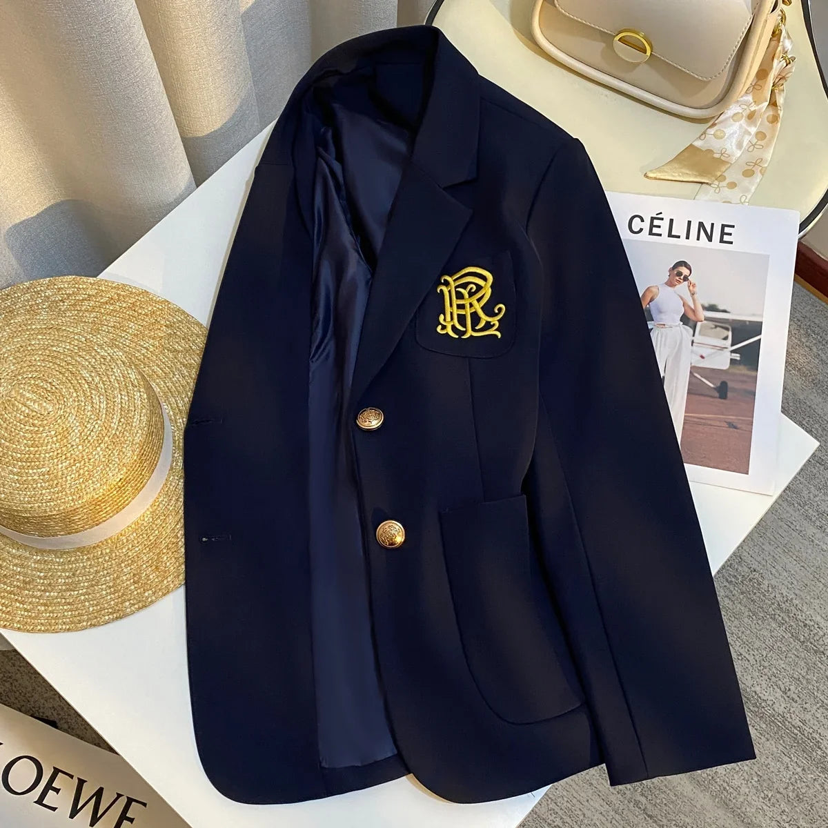 Spring 2026 New Sle Embroidered Women's Suit Jaet Commute Design High-End Feelings Korean Version Long Sve Casual Wear