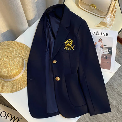Spring 2026 New Sle Embroidered Women's Suit Jaet Commute Design High-End Feelings Korean Version Long Sve Casual Wear