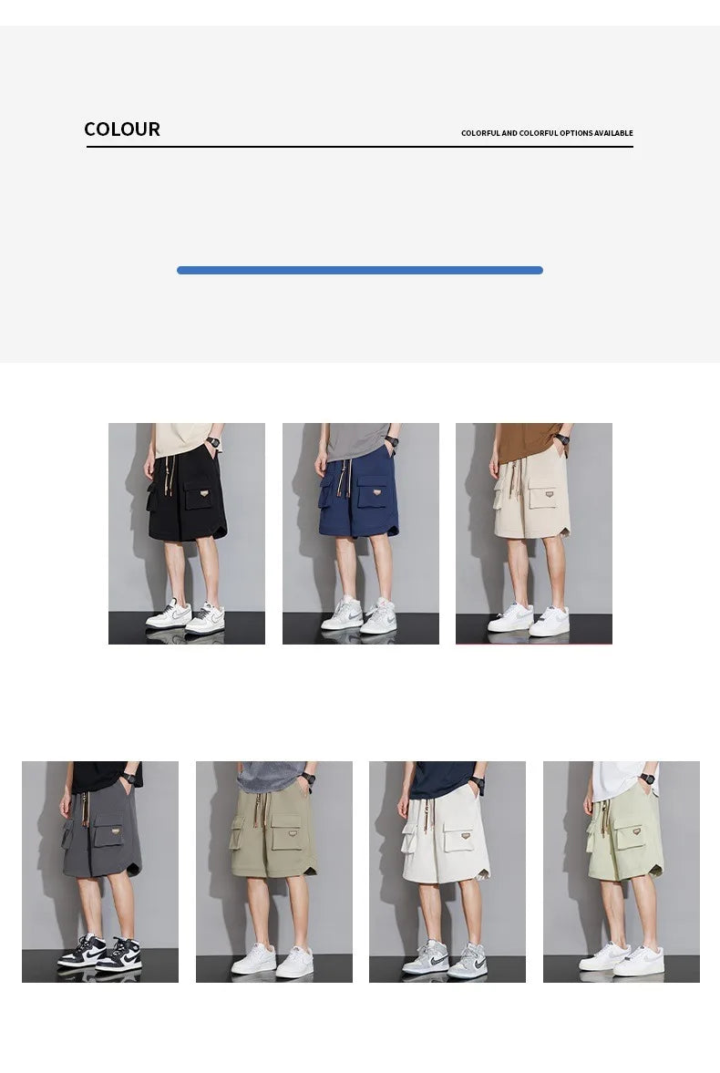 2024 Mens Shorts Summer Knee Length Casual Bermuda Male Y2k Sport Basketball Loose Cool Oversize Big Size Fashion Breeches Black