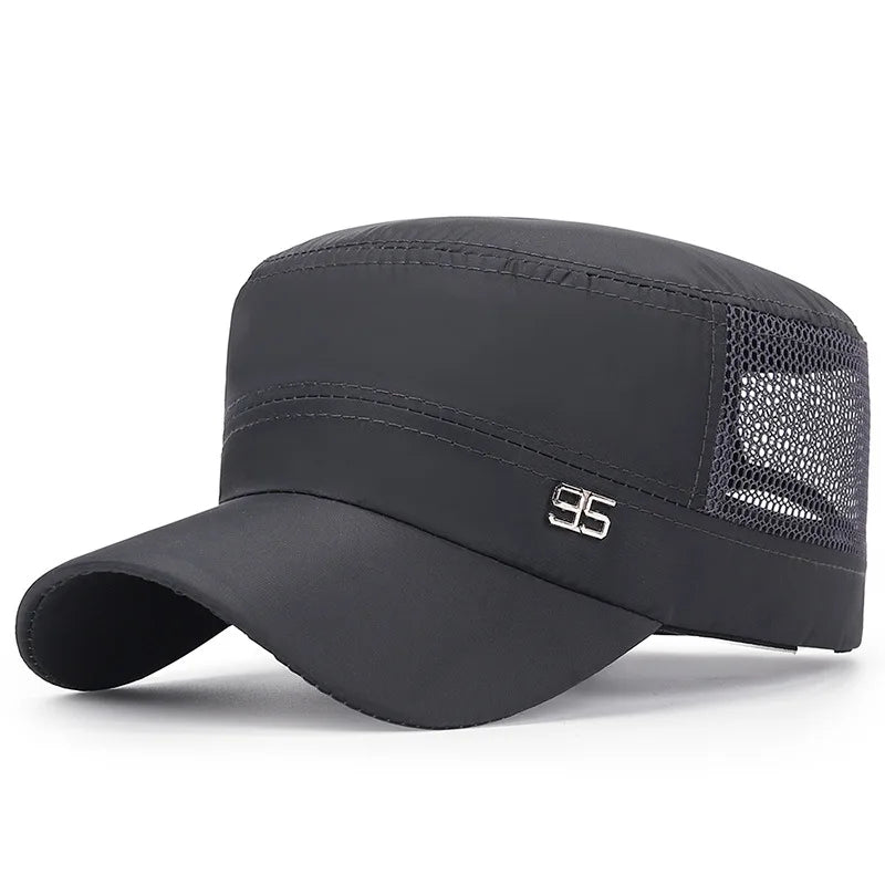 military cap flat top hat men's baseball hat spring summer men's outdoor sunshade mesh hat