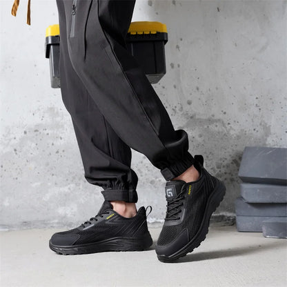 Summer Breathable Men Labor Shoes Lightweight Work Safety Boots Sneakers Anti Nail Indestructible Steel Toe Male Footwear