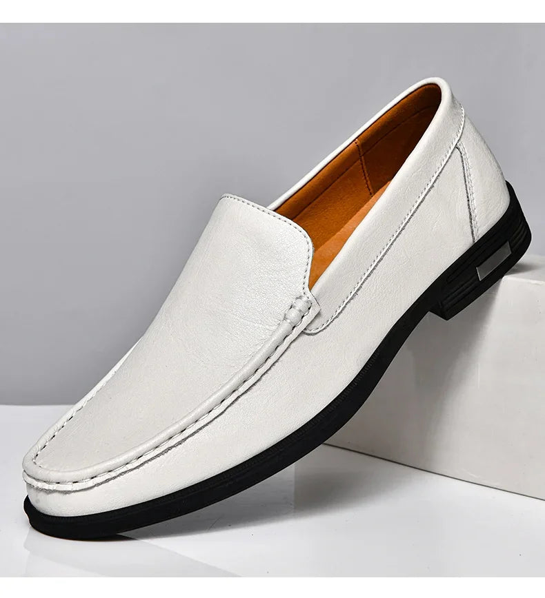 Genuine Leather Slip on Loafers Men Formal Dress Shoes Office Driving Wedding Party Mocasines Hombre Big Size Casual Shoes