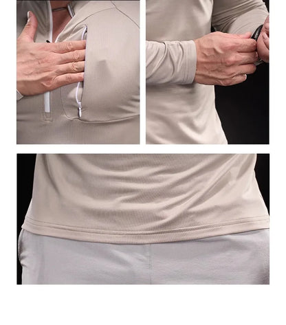 2024 New Men's Sports Gym Fitness Tops Running Training Clothes Round Neck Quick-drying Breathable Long-sleeved T-shirt Autumn
