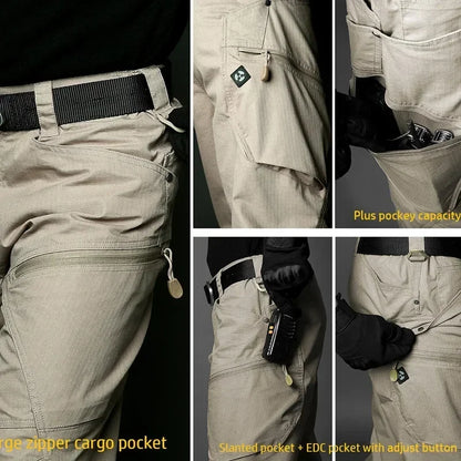 Stretch Hiking Pants Men Water Resistant Rip Stop Cotton Outdoor Work Cargo Pants Multi-Pocket Lightweight Combat Tactical Pants
