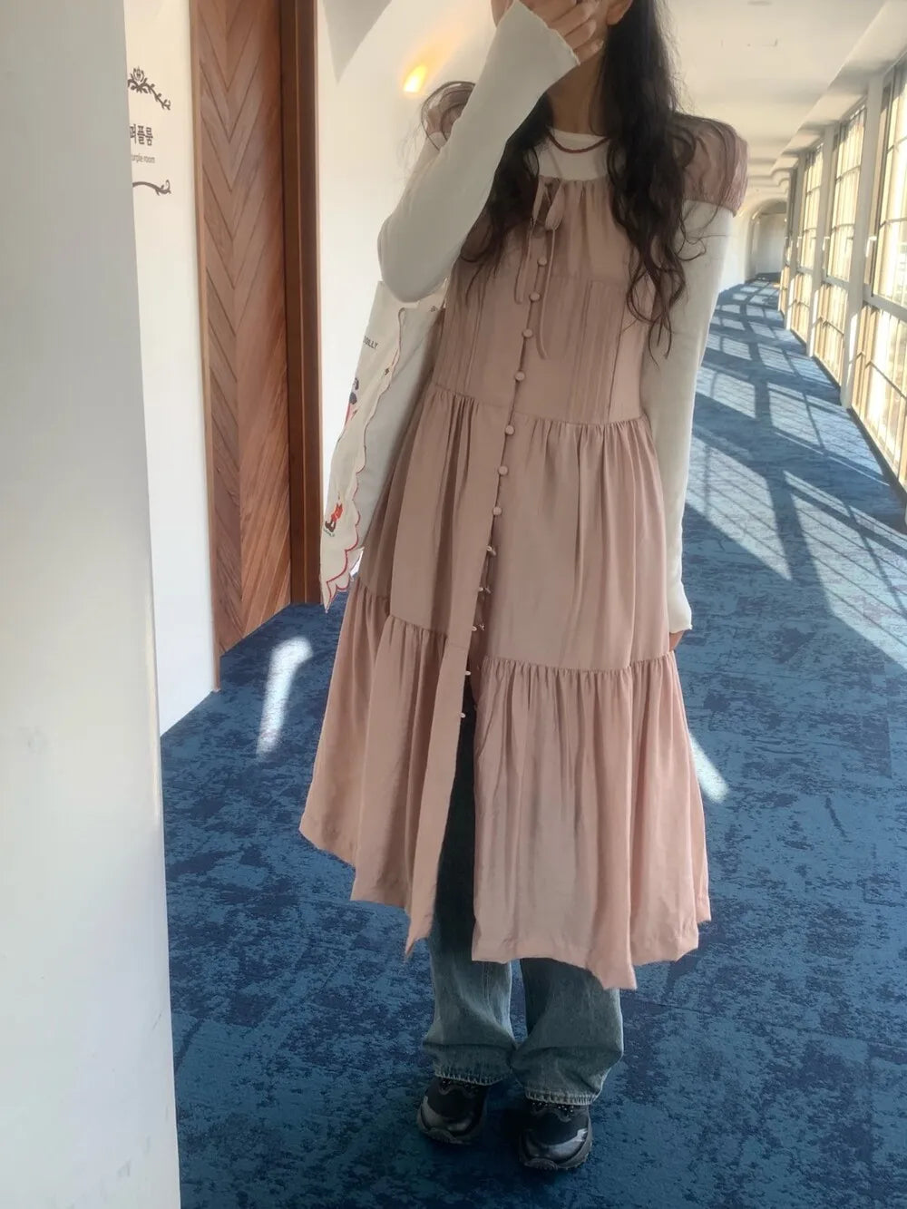 Spring 2025 Chic A-Line Dr Korean Sle Long Svel Women's Faionable Gown Ele Personali Commute Suitable Dr
