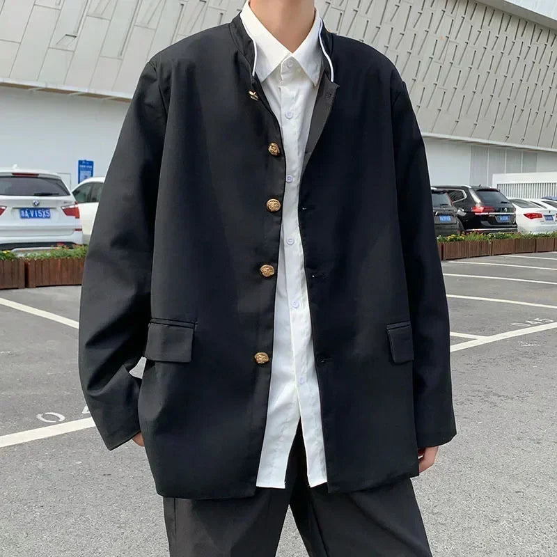 Spring Men's Casual Jacket Small Suit Japanese Style DK Uniform Student Coat Gakuran Youth Fashion Clothing