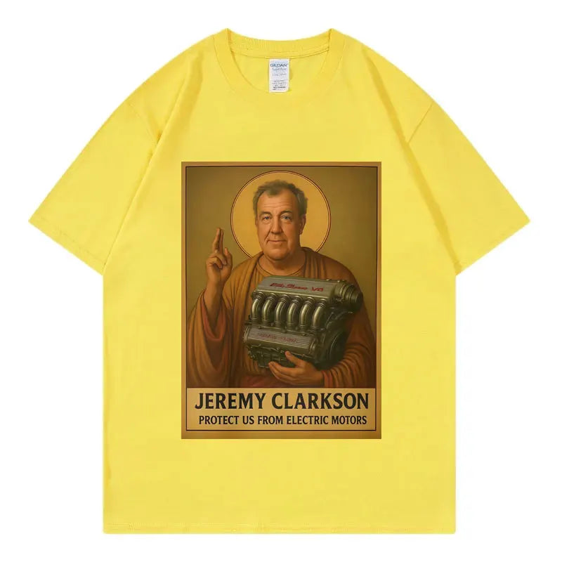 Jeremy Clarkson Protect Us From Electric Motors T-shirt Top Gear Funny Meme Graphic T Shirt Unisex Casual Fashion Loose T-shirts