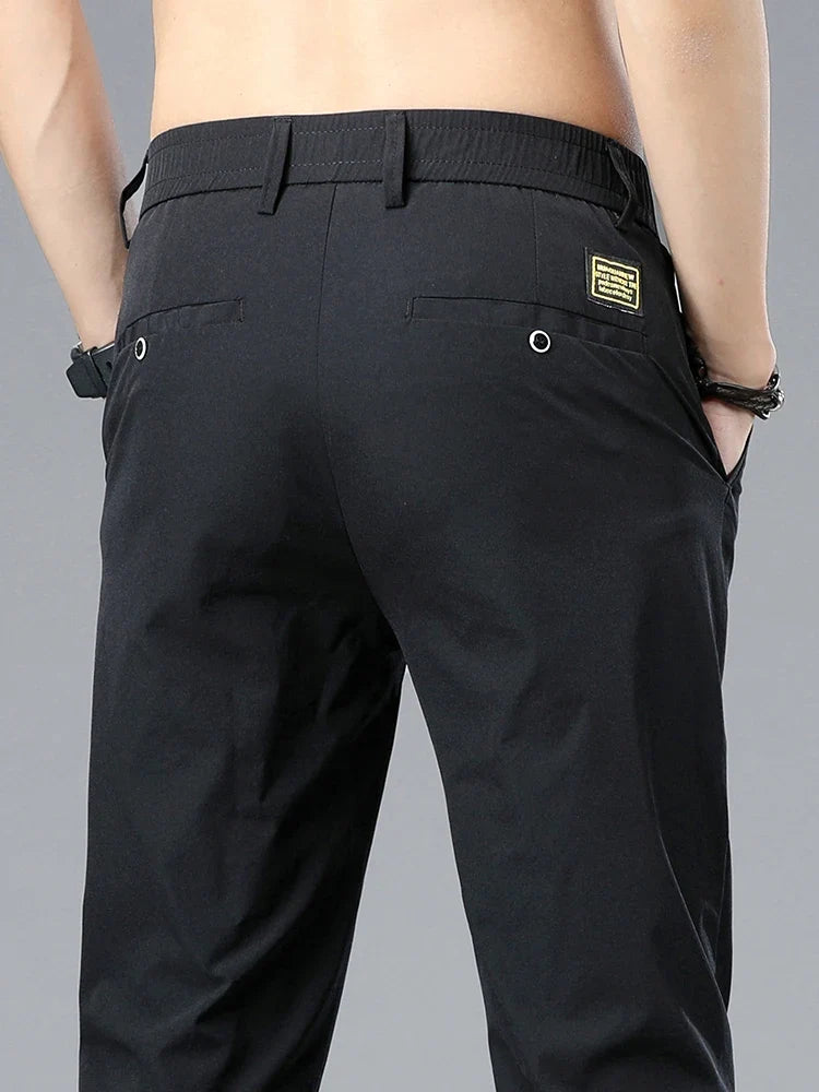 Ice Silk Cool Summer Casual Pants for Men Slim Fashion Stretch Business Korean Trousers Brand Clothing Luxury Men's Pants