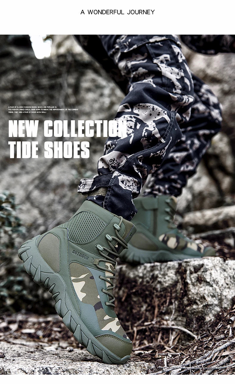 Men Tactical Boots Army Waterproof Work Climbing Hiking Shoes High Quality Outdoor Motorcycle Hunting Safety Unisex Desert Boot