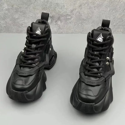 Men's Boots High Top  New Trend Wear-resistant Synthetic Leather Boots Casual Lace Up Height Increasing Fashion Boots 2025