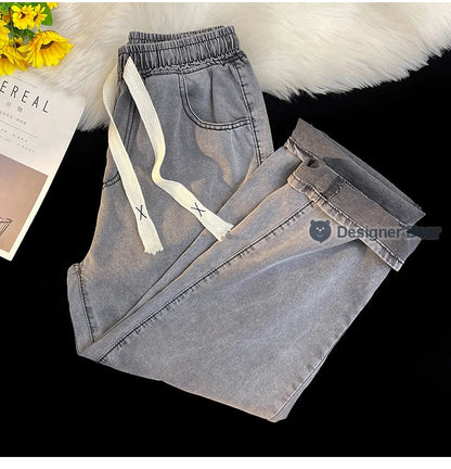 2026 New Spring Summer Men's Baggy Jeans Lyocell Fabric Wide Leg Pants Drawstring Trousers Male City Boy Plus Size S-4 5XL Y2K