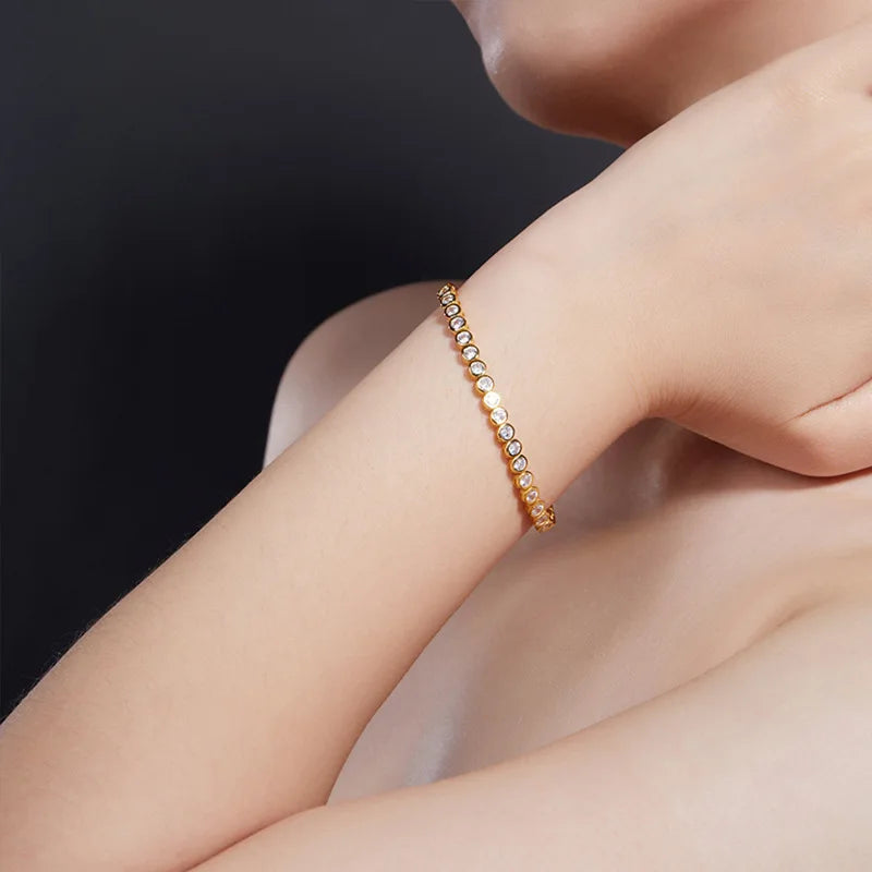 2mm 3mm Moissanite Round Bubble Diamond Tennis Bracelets for Woman Men 925 Silver Plated 18k Gold Hip Hop Chain Bracelet