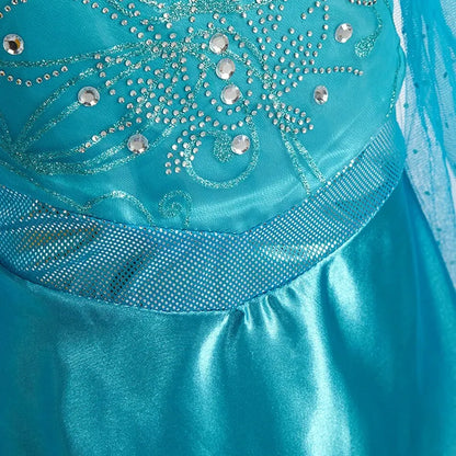 Halloween Elsa Dress for Girls Children Party Princess Costume Kids Disguise with Long Cloak Girl Snow Queen Carnival Clothes