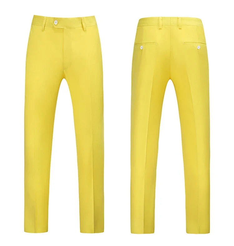 British Style Solid High Waist Trousers Men Formal Trousers High Quality Slim Fit Business Casual Suit Pants Groom Wedding Dress