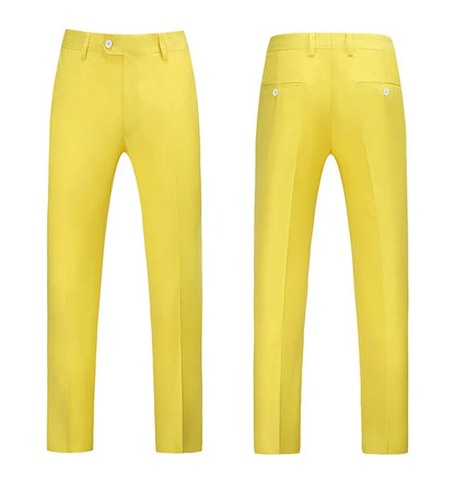 British Style Solid High Waist Trousers Men Formal Trousers High Quality Slim Fit Business Casual Suit Pants Groom Wedding Dress