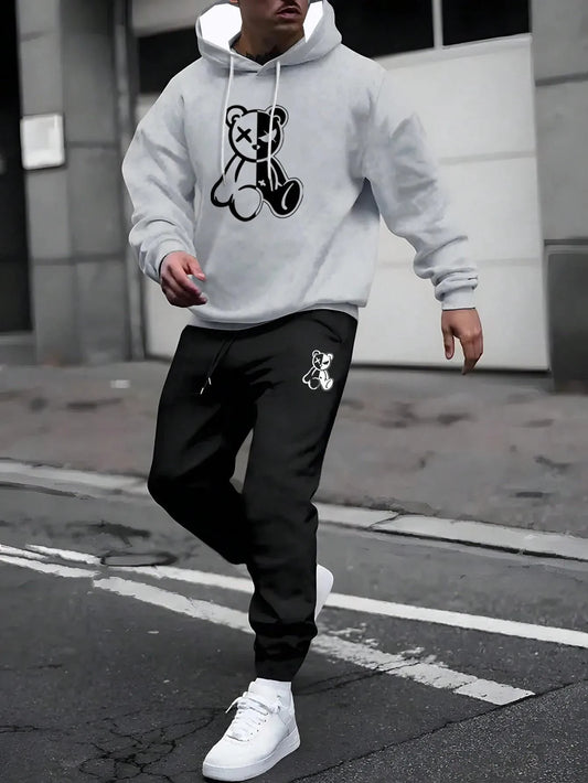 Tracksuit Sets Men's Casual Fleece Warm Hoodies Pants 2PCS Mens Long Sleeve Sport Suit Male Pullover Hoodies Sports Clothing
