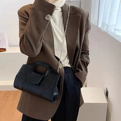 2025 New Crocodile Grain PU Leather Handbag for Women Vintage Large Capacity Evening Bag Simple Elegant Party Clutch Bag Shoulde