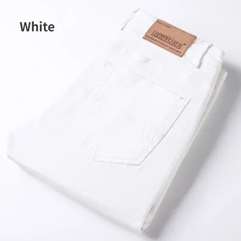 5 Colors 98% Cotton Stretchy Jeans Men's Mid-waist Straight Pencil Denim Trousers Brand Clothing Personality Fashion Male Pants