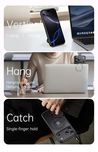 360° Mechanical Torque-Sound Rotating Stand Holder Magnetic Magsafe Phone Case For iPhone 16 15 14 13 17 Pro Max Plus 17Air 16E