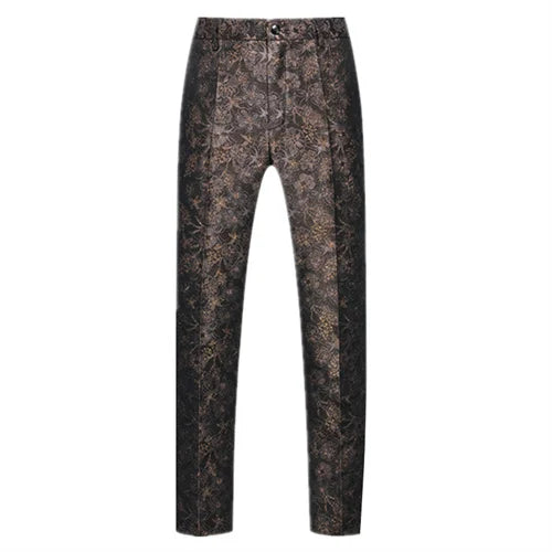 New Men Luxury Jacquard Suit Pants Fashion Wedding Party Groom Dress Trouser