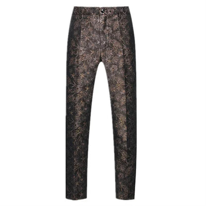 New Men Luxury Jacquard Suit Pants Fashion Wedding Party Groom Dress Trouser