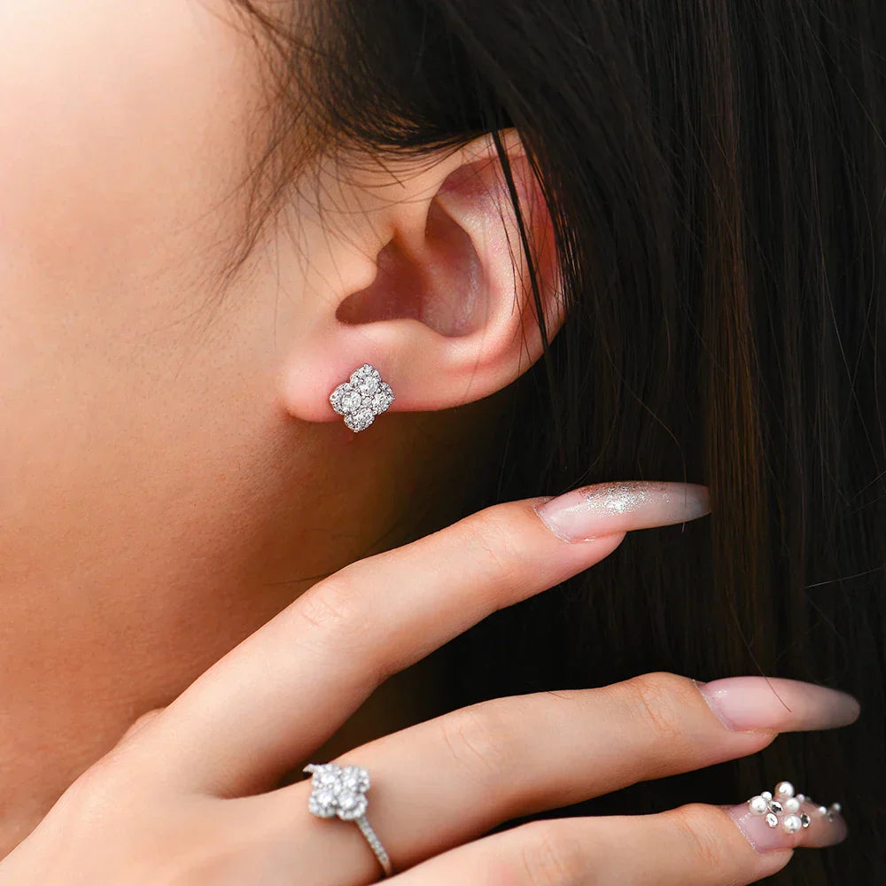 Full Moissanite Diamond Earrings D VVS1 For Women S925 Sterling Silver 18k Gold Plated Engagement Wedding Jewelry Gifts