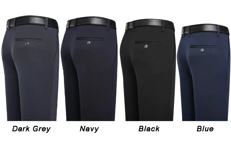 Spring Summer Men's Casual Pants Stretchy Suit Pants Formal Business Trousers Plus Size 46 48 Classic Navy Blue Trousers