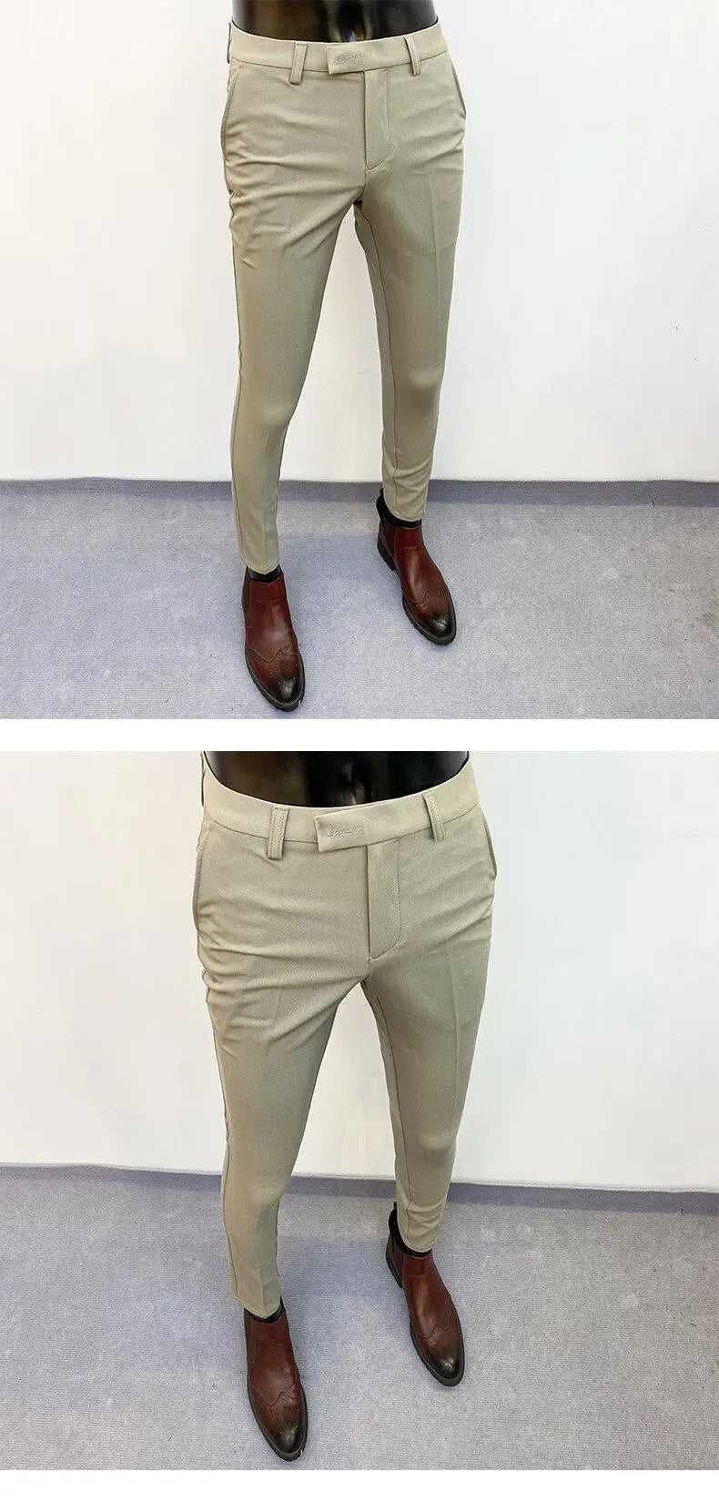 Men Suit Pants Hombre Pantalones 2026 Spring Stretch Slim Formal Trousers for Men Fashion Casual Stripe Dress Pants Men Clothing