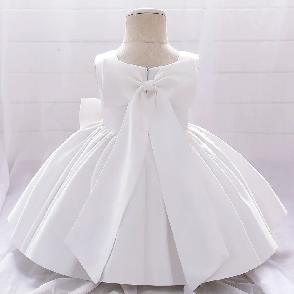 Big Bow Baby Girls Party Dress Toddler 1st Birthday Baptism Princess Kids Dresses for Girl White Wedding Prom Christmas Costumes