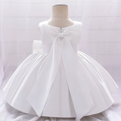 Big Bow Baby Girls Party Dress Toddler 1st Birthday Baptism Princess Kids Dresses for Girl White Wedding Prom Christmas Costumes