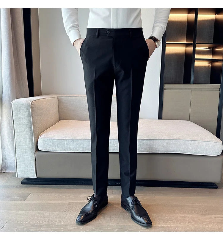 2024 Spring Autumn Fashion Business Casual Pants Men's Straight Leg Slim Fit Suit Pants Formal Office Social Wedding Dress Pants