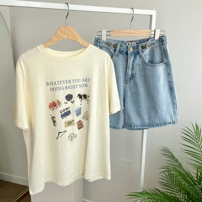 New 2024 Summer Denim Shorts For Women High Waist Sky Blue Color Wide Leg Loose Buttons Streetwear Loose Jean Shorts Women