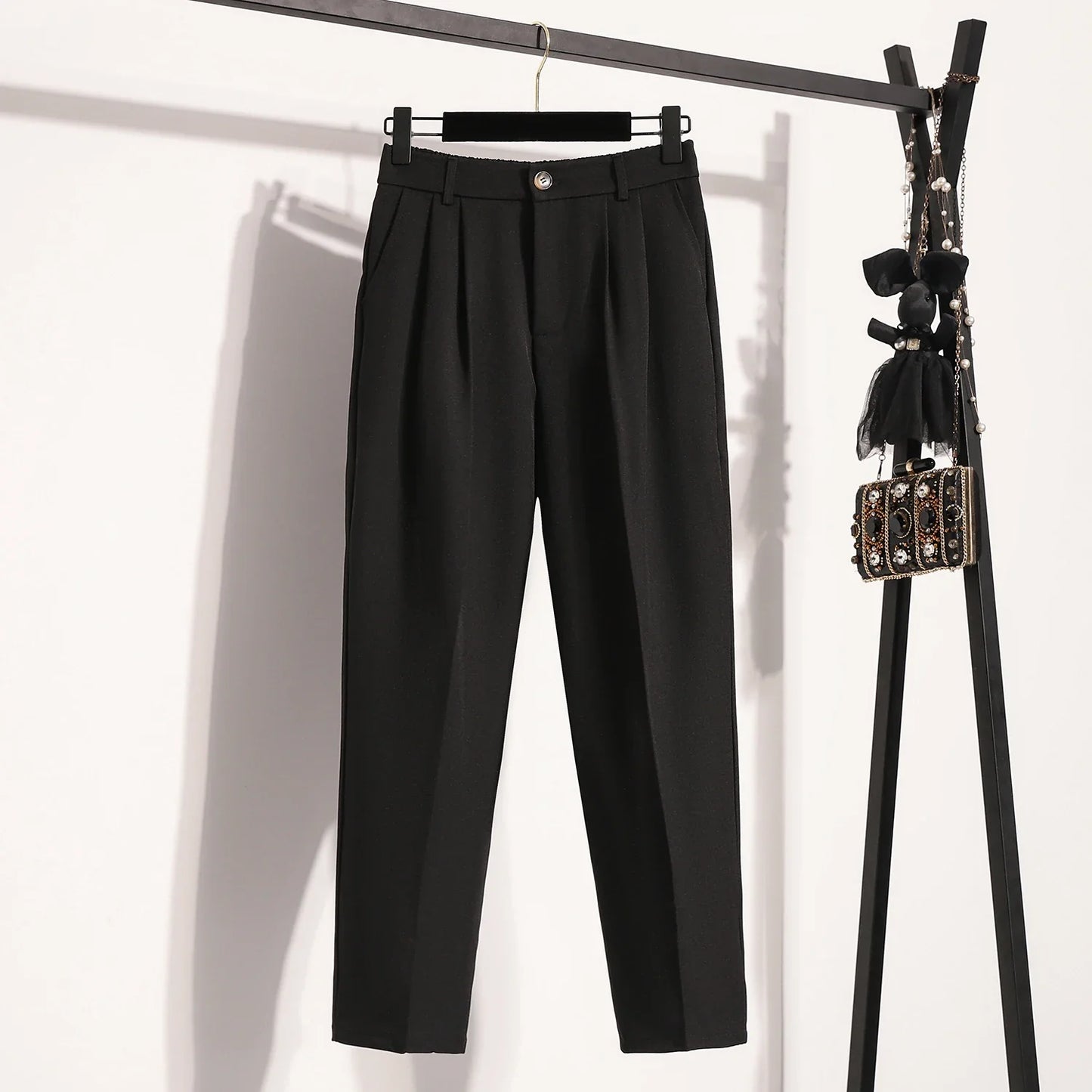 Plus Size Pants Woman 2026 Spring Autumn New Arrival High Waist Suit Pants High Quality Korean Style Straight Trousers