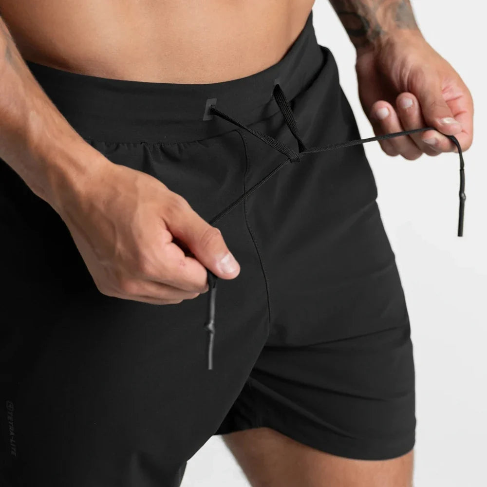 Mens Workout Fitness Shorts Camo Thin Style Breathable Jogger Gym Bodybuilding Quick Dry Running Shorts Zipper Phone Pockets