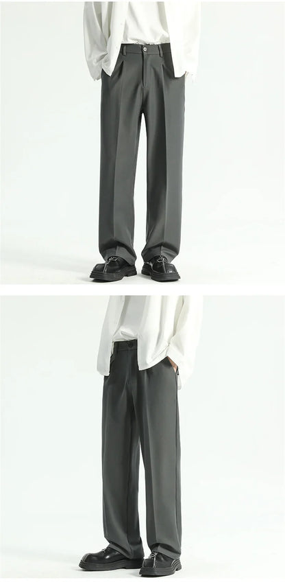 Men's Straight Pants Thin Man Black Comfortable Pant Summer Casual Streetwear Loose Trouser Japanese 5XL Trendy Fashion
