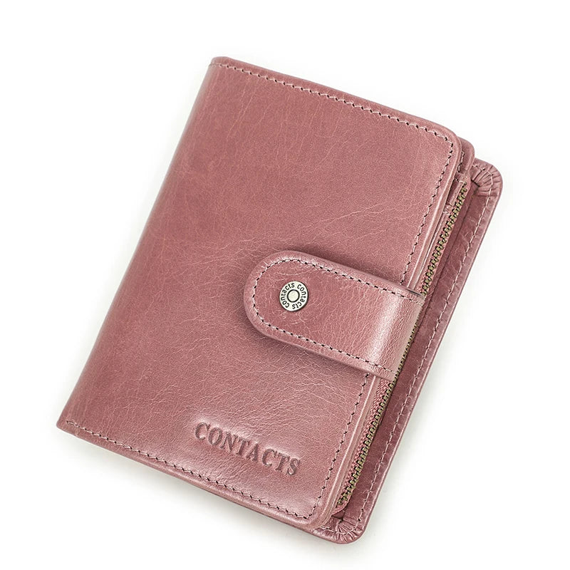 Genuine Leather RFID Vintage Wallet Men With Coin Pocket Short Wallets Small Zipper Wallet With Card Holders Man Purse