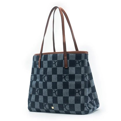 Women Shoulder Bag Retro Chessboard Design High End Versatile, Large Capacity Daily Travel Simple Practical Atmospheric Items
