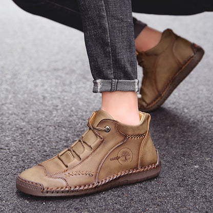 Fashion Men Ankle Boots Handmade Mens Boots Lightweight Mens Designer Boots Outdoor Sneakers Leather Work Boots Plus Size 38-48