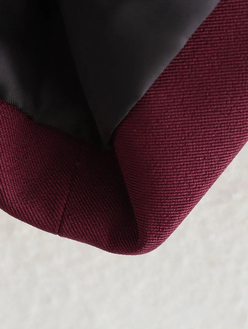 Vintage Wine Red Blazer Jacket Women Fashion Double-Breasted Long Sleeve Suit Jackets Female 2026 New Spring Lapel Office Coat
