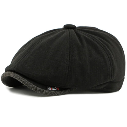 Beret Cap Men Women Autumn Winter Hat Thick Warm Artist Painter Wool Beret Hat Male Female Flat Octagonal Cap Mens Berets