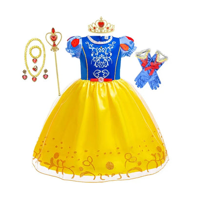 Girls Princess Dress Kids Cinderella Snow White Aurora Sofia Rapunzel Cinderella Halloween Costume Children Birthday Party Dress