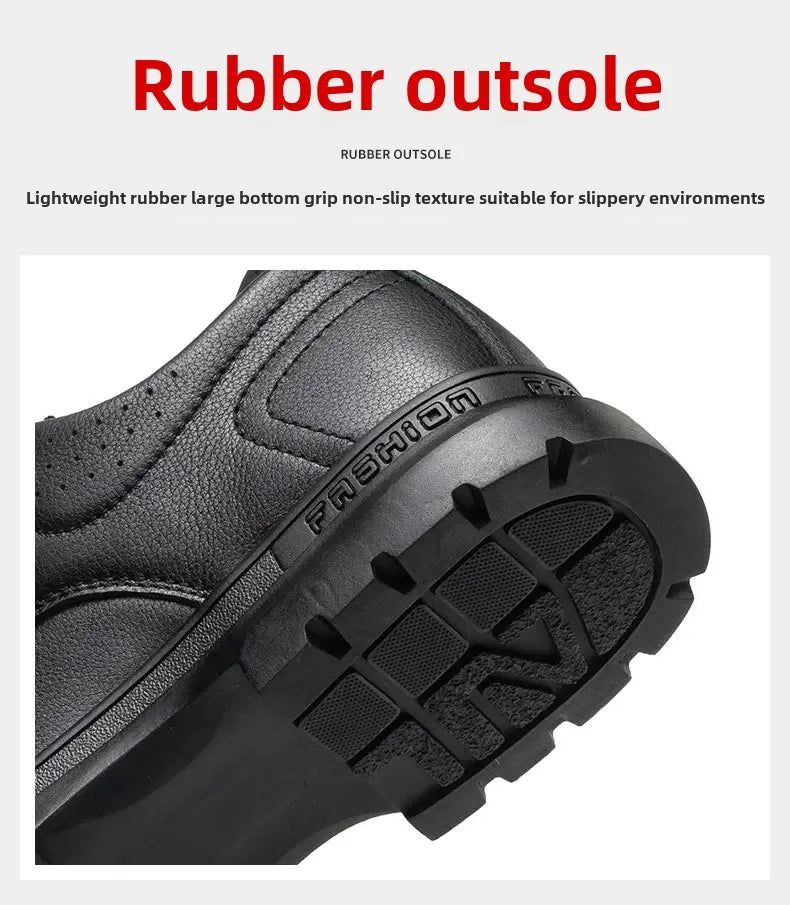 Fashion 2026 Genuine Leather Waterproof Men Safety Shoes Boots Work Sneakers Indestructible Steel Toe Nail Proof Male Footwear