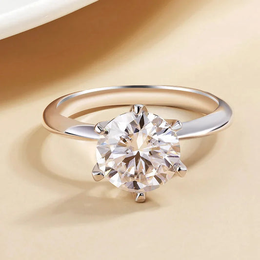 0.5-5CT Certified Moissanite Solitaire Ring for Women D Vvs1 Sparkling Wedding 925 Sterling Silver Lab Diamond Band GRA