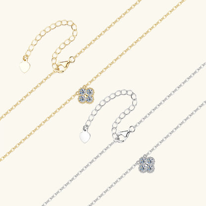3mm Certified Moissanite Pendant Necklace for Women Classic Clover Flower Neck Chain 100% Pure 925 Silver Chain Charm
