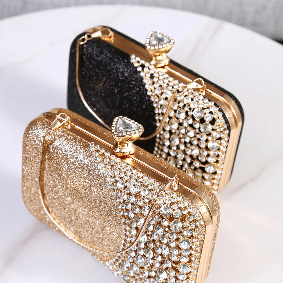 Rhinestone Women Bags Hollow Out Style Crystal Evening Bag Chain Shoulder Handbags Luxury Party Wedding Day Clutch Purse Handle