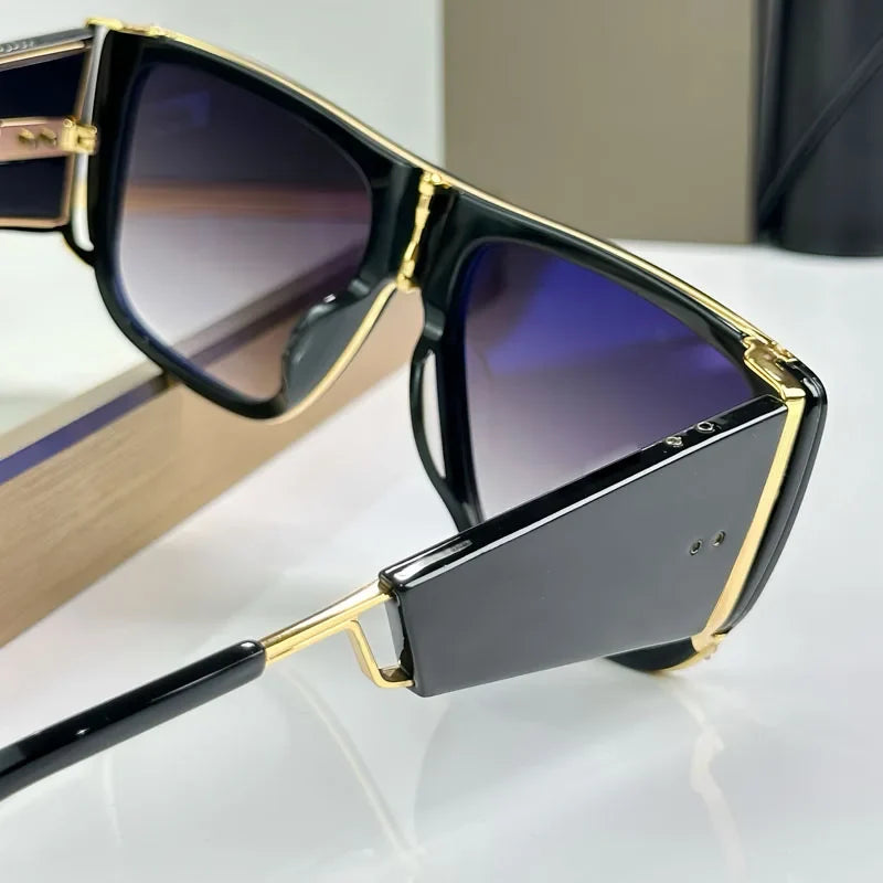 Luxury Big Squre Sunglasses with Side Shields for Men Women Acetate Top Quality Vintage Street Fashion UV400 Alloy with Case