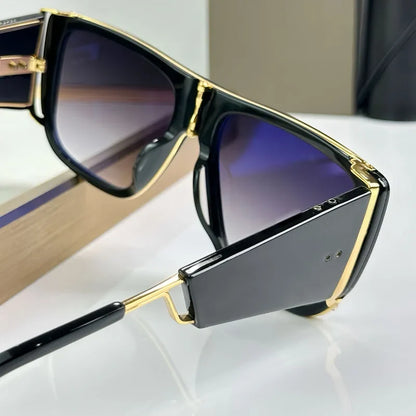 Luxury Big Squre Sunglasses with Side Shields for Men Women Acetate Top Quality Vintage Street Fashion UV400 Alloy with Case
