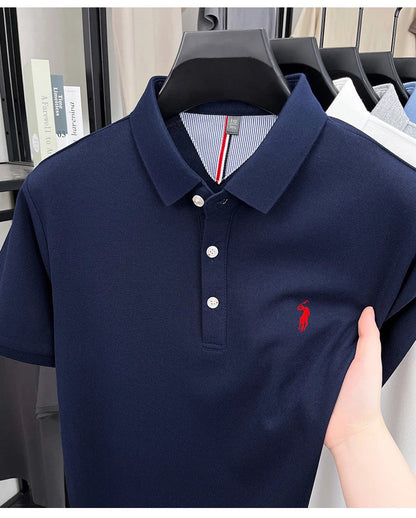High end designer brand short sleeve polo shirt men's summer breathable trend golf pony embroidery business casual Paul T-shirt