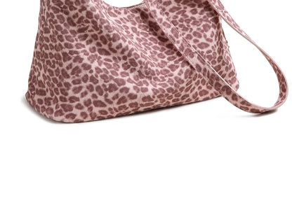 y2k leopard Print Shoulder Bag, Cute Puppy Pendant, Large Capacity Hobo Bag for Women's Casual Commute 3-Way Carry
